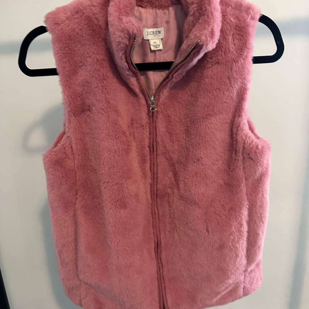 J. Crew Fuzzy Pink Vest